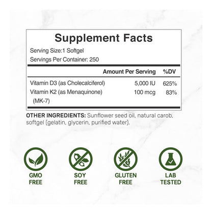 Deal - Vitamina D3+k2 5000ui 250 Caps