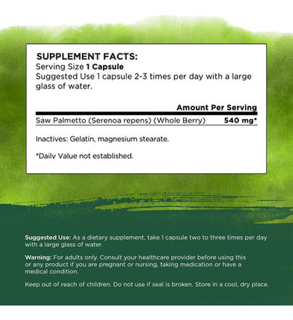 Swanson- Saw Palmetto / 540mg / 250 Capsulas