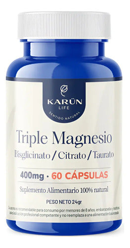 Karun Life Triple- Magnesio Bisglicinato Citrato Taurato 60capsulas