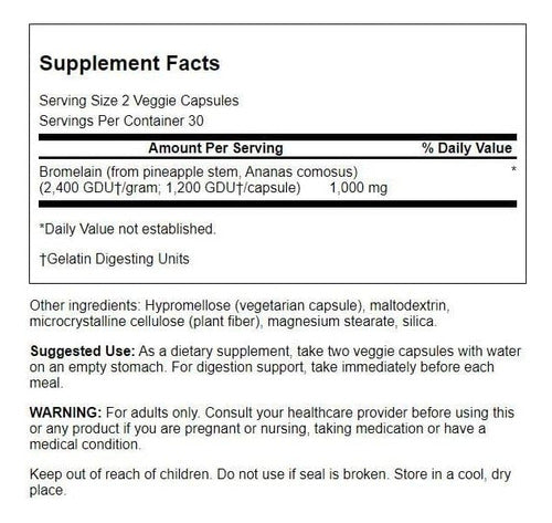  Swanson- Bromelina 500mg 60 Capsulas