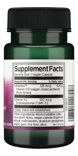 Swanson-  Vitamina D3-k2 5000UI 60 Cápsulas