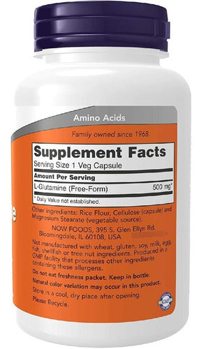 Now Foods L-glutamina 500 Mg 120 Cápsulas Vegetales Sfn