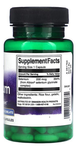 Swanson Selenio Albion Complex 200 Mcg 90 Caps, Antioxidante