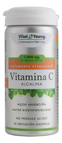 Vitamina C Alcalina 1000 Mg Sin Acidez Sistema Inmune 60 Cap Sabor Sin Sabor
