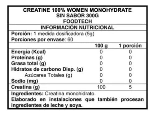Foodtech - Creatina Monohidrata 100% Women 300grs