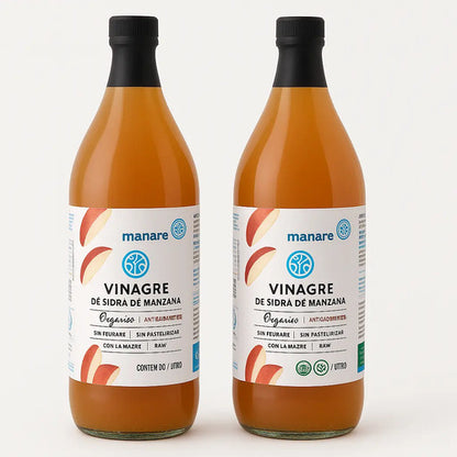 Manare- Vinagres De Manzana Orgánico 1 Lts -pack 2 Unidades