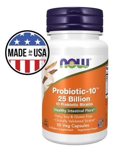 Now Probiótico-10 25 Billones 50 Capsulas Veganas