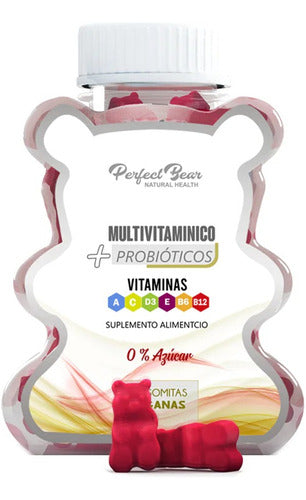 Suplemento Multivitaminico Mas Probioticos 60u Perfect Bear Sabor Frutos Rojos