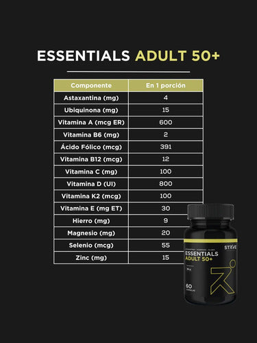 Strive  Nutrition- Essentials - Adult 50+ Multivitamínicos 60cápsulas