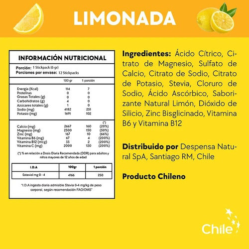 Amazing Care - Electrolitos Limonada 12 Stickpacks