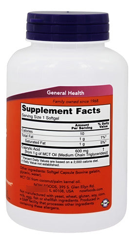Now - Acido Caprílico 600mg 100s Gels