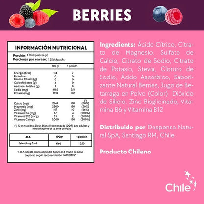 Amazing Care - Electrolitos Berries 12 Stickpacks