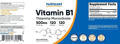 Nutricost - Vitamina B1 Tiamina 500mg 120 Caps N/a
