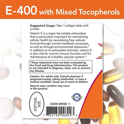 Vitamina E - 400 Mezclada Con Tocoferoles 100 Capsulas