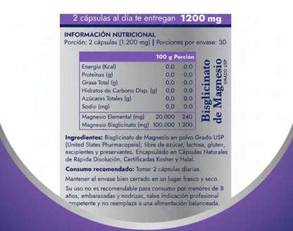 Vital & Young- Bisglicinato De Magnesio 1200 Mg  60 Cápsulas
