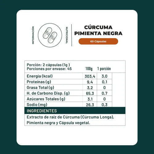 Karun Life - Curcuma+Pimienta 60 Cápsulas 