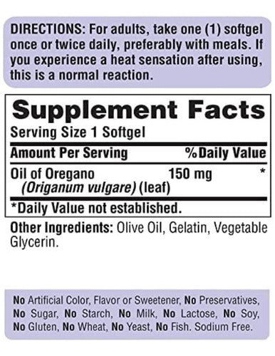 Puritan's Pride - Aceite De Orégano 150mg 180 Softgels