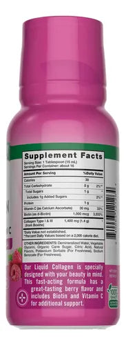 Nature's Truth - Colágeno Líquido Biotina + Vitamina C 237ml Bayas