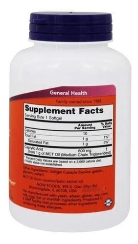 Acido Caprílico 600mg 100 Capsulas Now Foods X2 Unidades