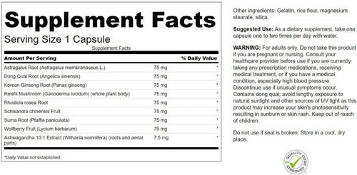 Swanson- Adaptogenic Herbal Complex Rhodiola Ashwagandha 60 capsulas