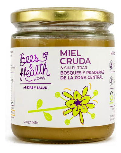 Bees & Health- Miel Cruda & Sin Filtrar De Bosques Y Praderas Multiflora 500 Gramos
