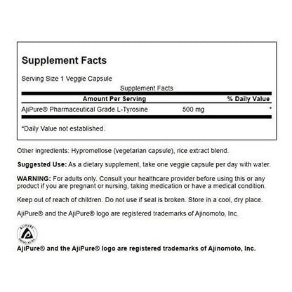 Swanson - L Tirosina 500 Mg 100 Capsulas (sistema Nervioso)