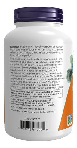 Now Foods, Bisglicinato De Magnesio En Polvo, 227 G De Sabor