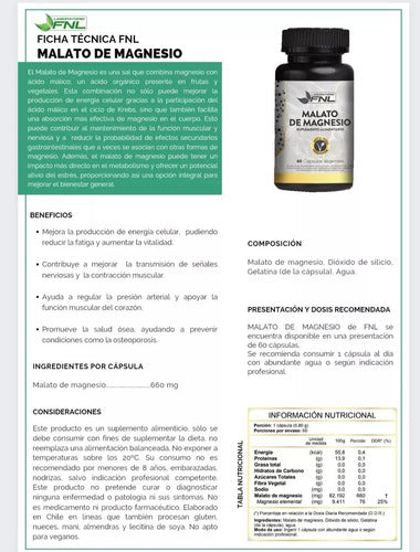 FNL -  Malato De Magnesio 60 Cápsulas