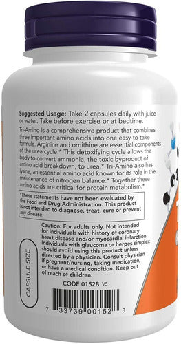 Tri-amino 120 Caps - Now Foods Sabor Sin Sabor