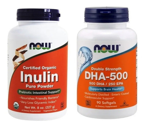 Now - Inulina Organica 227 Grs + Omega Dha 500 90 Caps