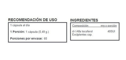 ANC- Vitamina E 400Ui 60 Cápsulas