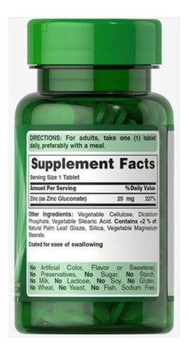 Puritan's Pride - Zinc Gluconato 25mg 100 Tabletas 