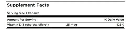  Swanson- Vitamina D3 1000 Ui, 25 mcg 30 Cápsulas