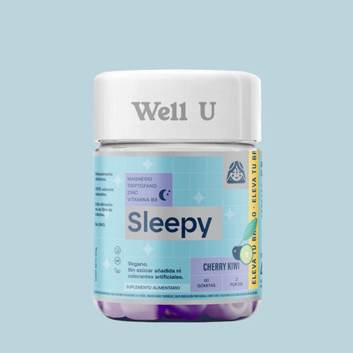 Gomitas Magnesio Sleepy 60 Unid Well U Sabor Cherry Kiwi Sin Azúcar