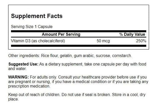 Swanson- Vitamina D3 Potency 2000 UI 250 Capsulas