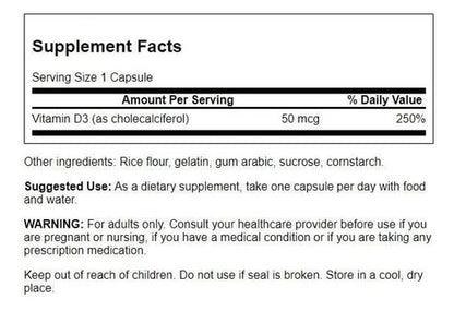 Swanson- Vitamina D3 Potency 2000 UI 250 Capsulas