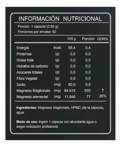Bisglicinato De Magnesio 60 Capsulas Fnl Sabor Sin Sabor