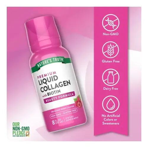 Nature's Truth - Colágeno Líquido Biotina + Vitamina C 237ml Bayas