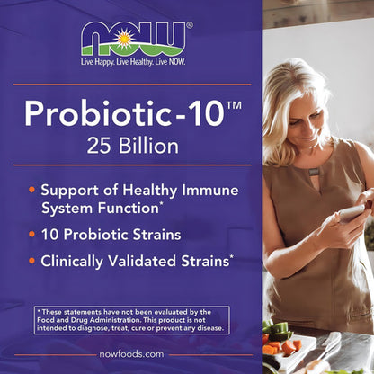 Now Probiótico-10 25 Billones 50 Capsulas Veganas