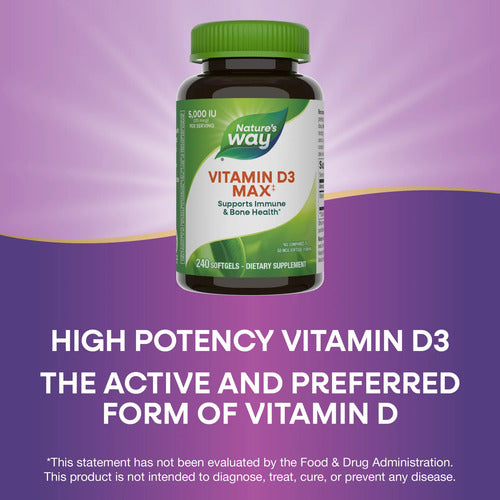 Natures Way - Vitamina D3 Max 5000ui 240 Capsulas N/a