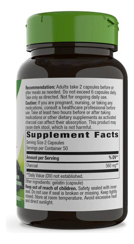 Natures Way - Carbón Activo 560mg 100 Capsulas N/a
