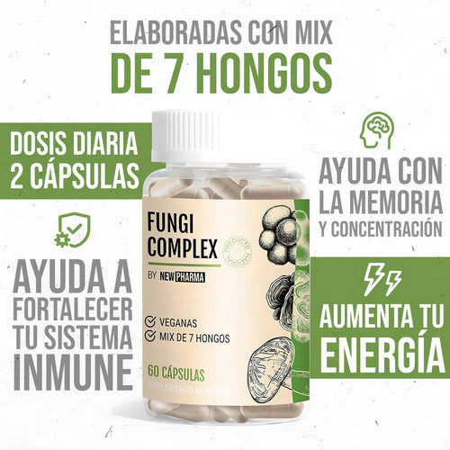 Fungi Complex Mix De 7 Hongos. 60 Cap. Veganas. Newpharma