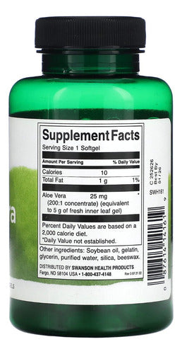 Swanson- Aloe Vera 25mg 100 Softgels