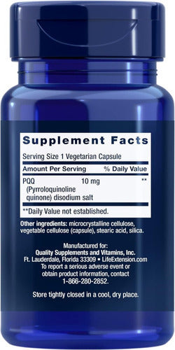 Pqq Pirroloquinolina Quinona 60 Cápsulas Energía Celular Mitocondrias Natural Life Extension