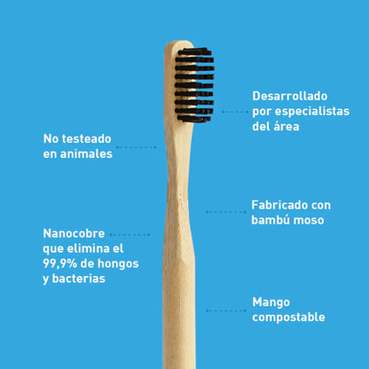Biobrush- Cepillo De Dientes De Bambú Medio Negro