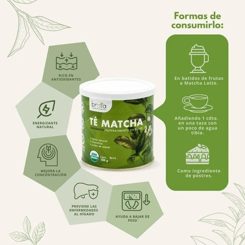 Te Matcha Organico Brota 100 Grs Sin Azucar