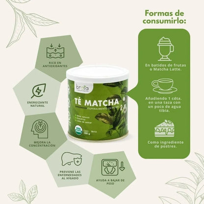 Te Matcha Organico Brota 100 Grs Sin Azucar