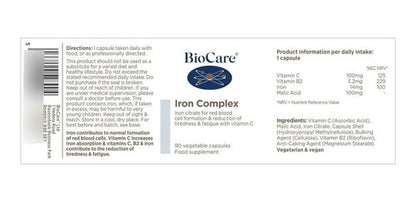 Biocare - Complejo De Hierro 90cap Deficit De Hierro, Anemia