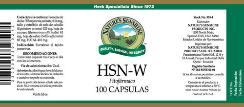 Natures Sunshine - Hsn-w (cabello, Piel, Uñas) 100 Caps