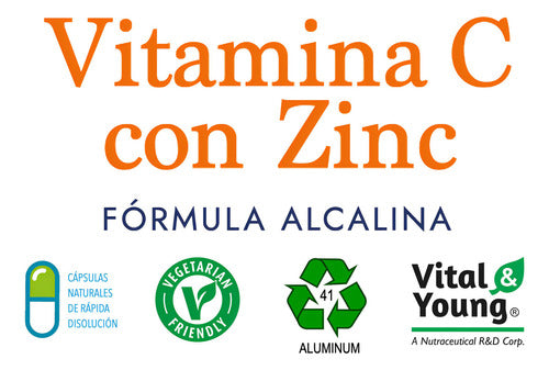 Vitamina C 1000 Mg Con Zinc Elemantal 20 Mg - 60 Capsulas